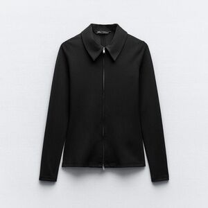 ZARA ZIPPERED BLACK BLAZER JACKET SIZE MEDIUM